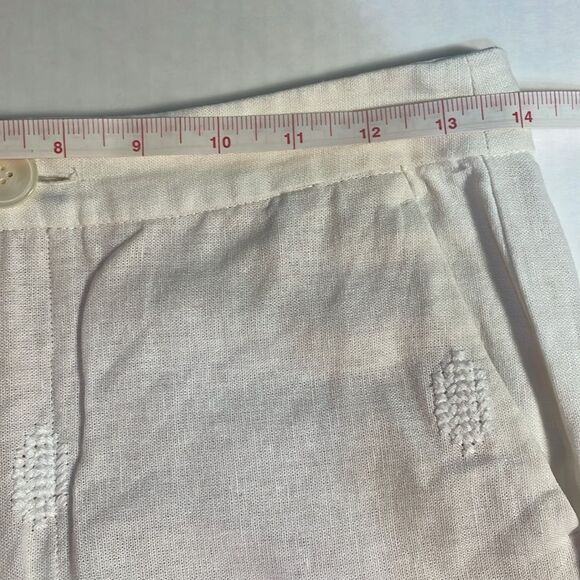 Zara Embroidered Linen Blend Pants White Green Aztec Design Pocket Blogger Fav S - Picture 11 of 16
